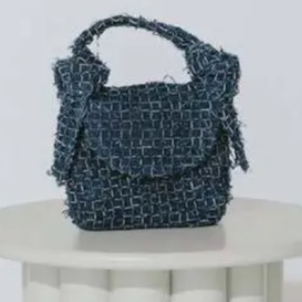 Cleobella Blue Tweed Flap tenley Shoulder Bag